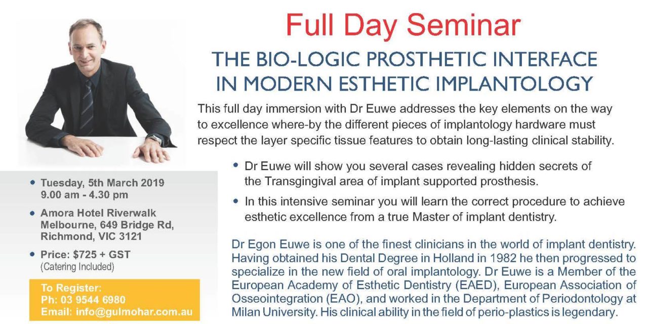 Seminar – The Bio-Logic Prosthetic Interface in Modern Esthetic Implantology